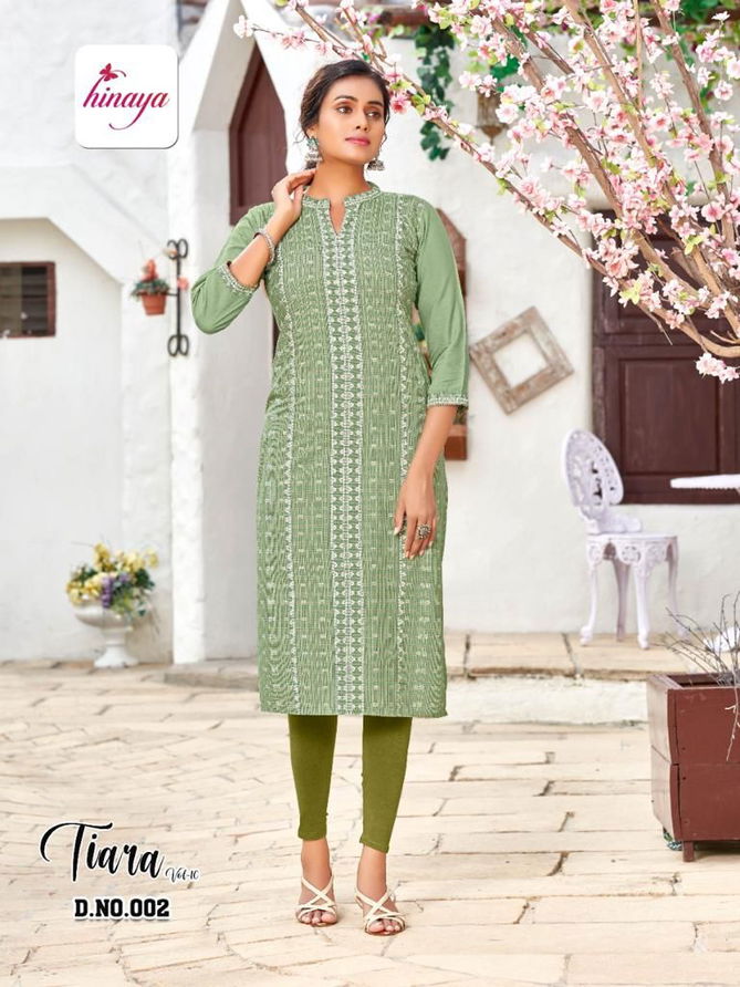 Hinaya Tiara 10 Fancy Ethnic Wear Rayon Printed Kurti Collection